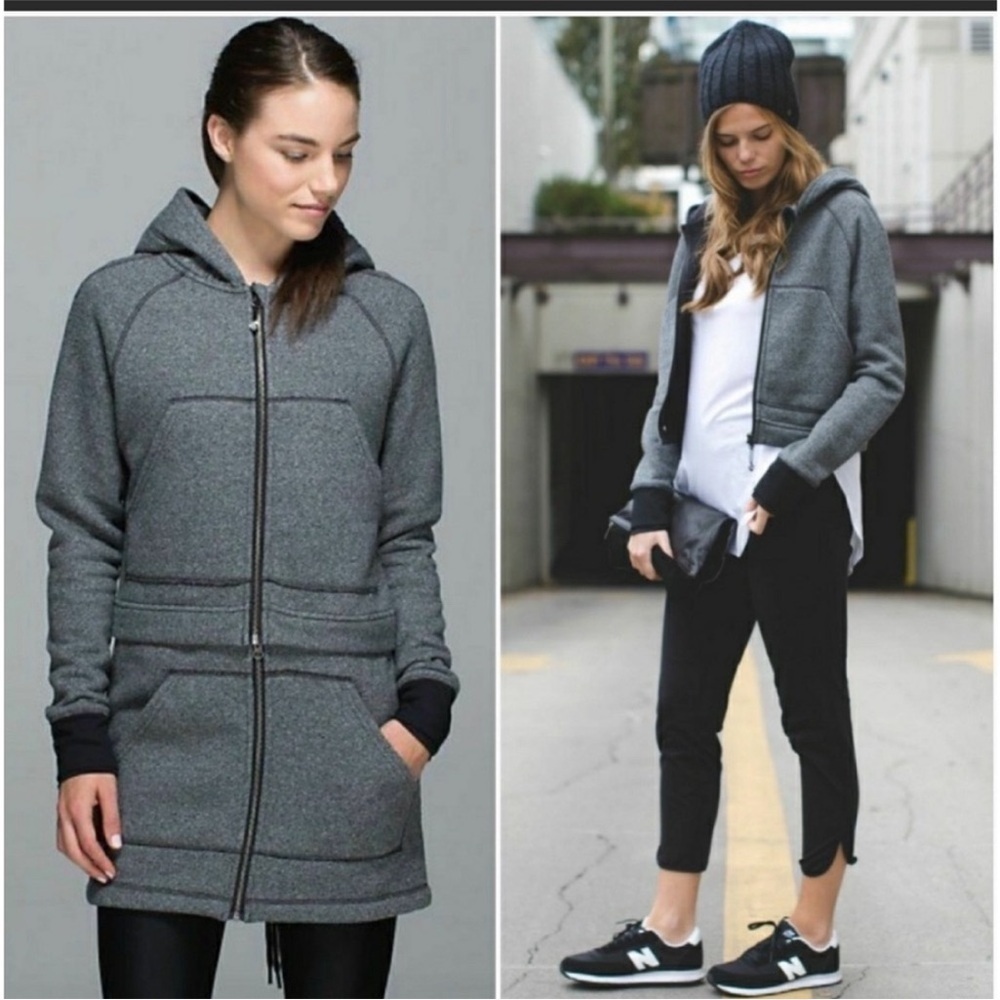 Lululemon Long & Short Of It 2-in1 Jacket Heathered Speckled Black SZ 6